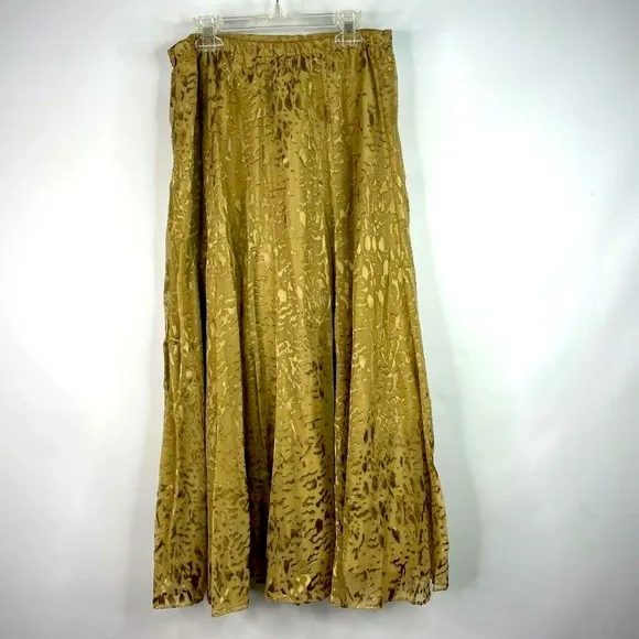 Soft Surroundings Sienna Textured Gold Leopard Silk Blend Maxi S…