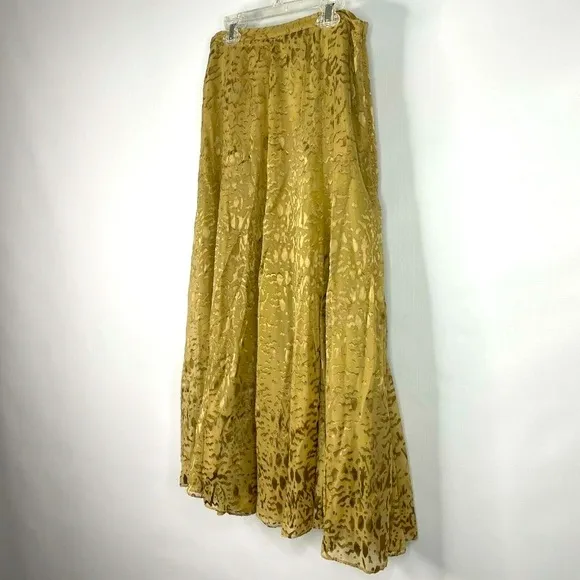 Soft Surroundings Sienna Textured Gold Leopard Silk Blend Maxi S…