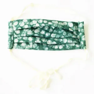 SOLD OUT Emerald Green Dot Stripe Hand Dyed Batik Linen Face Mask