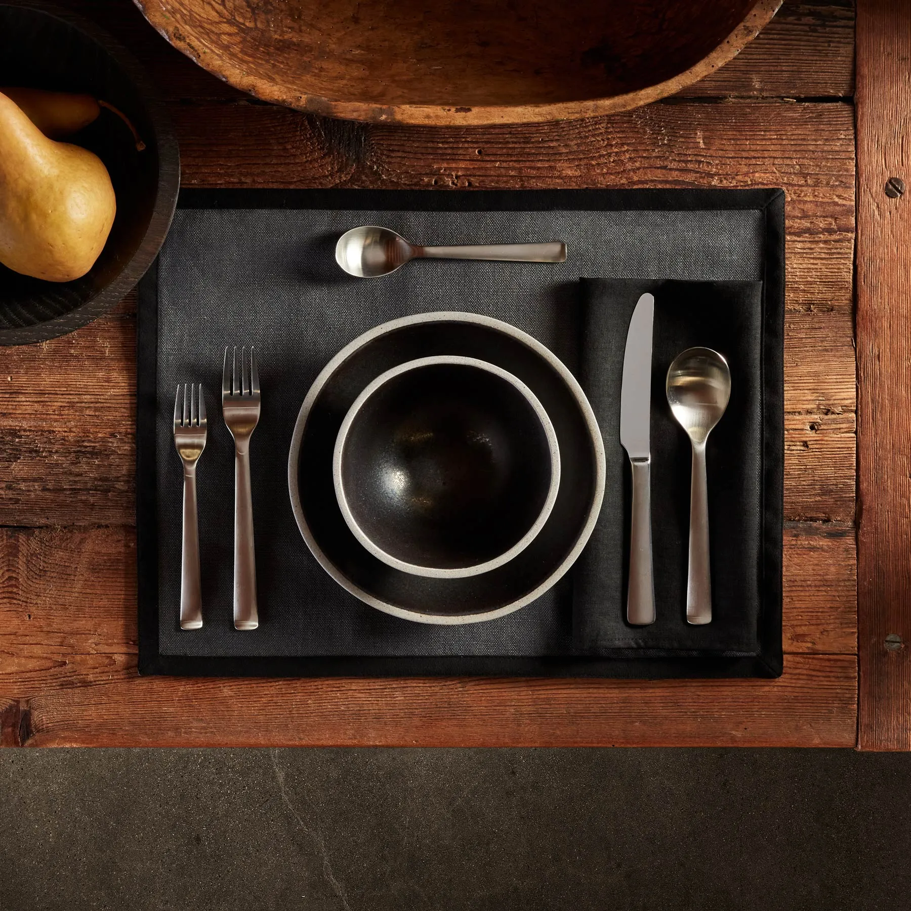 Solid Linen Table Napkin - Black