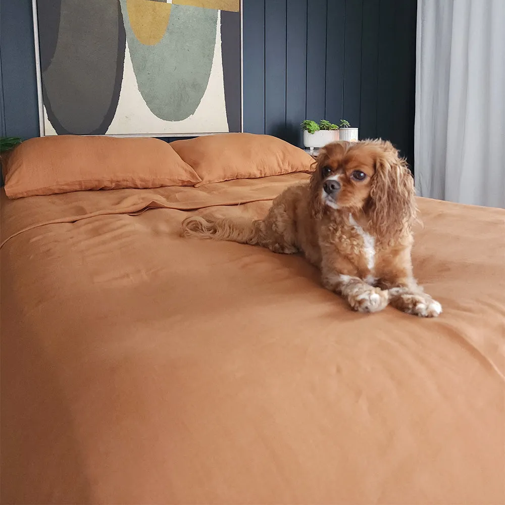 Spice Kissed Linen Flatsheet Set