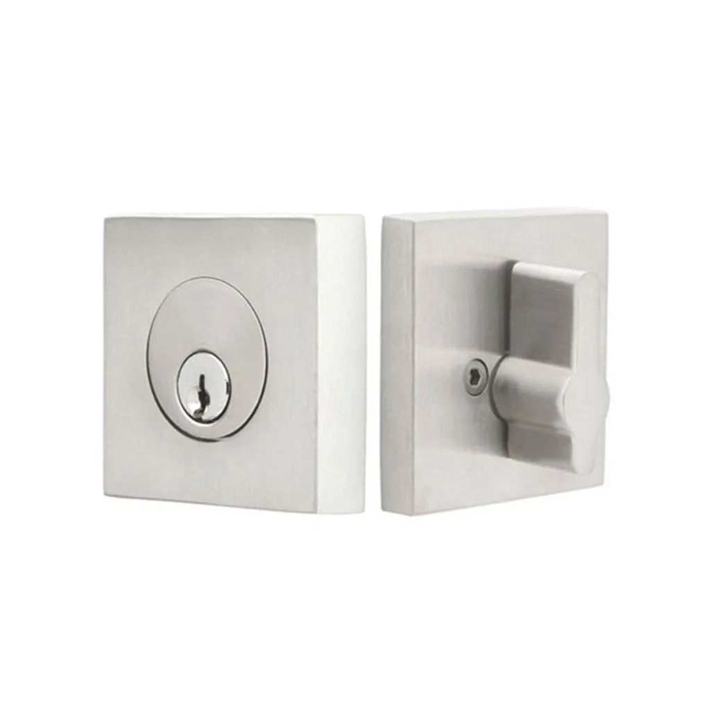 Square Single Cylinder Deadbolt - Door Mount - 2" Stainless Steel/Brushed Stainless Steel