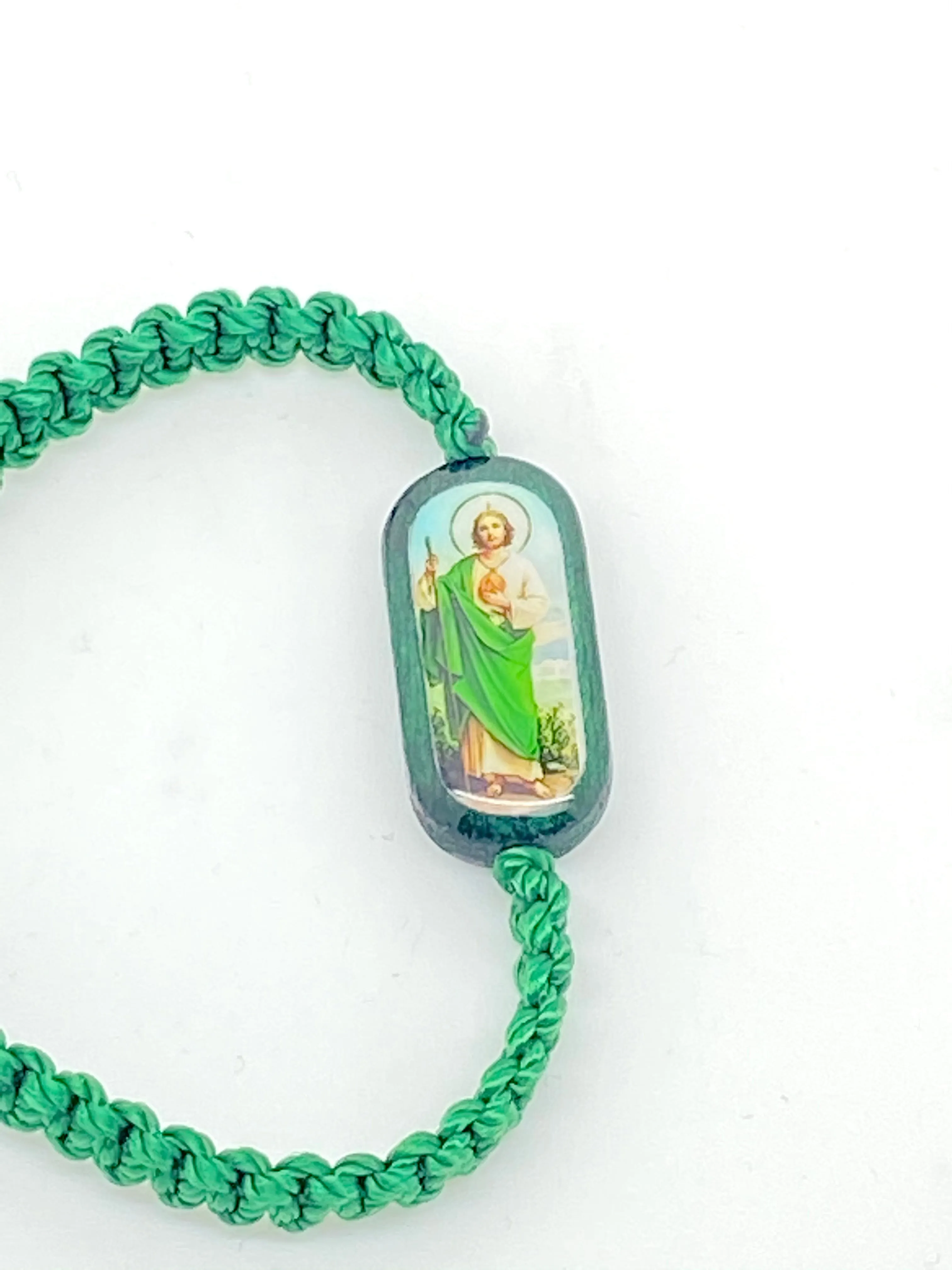 St. Jude Green Cord and Wood Bracelet