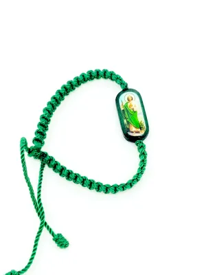 St. Jude Green Cord and Wood Bracelet