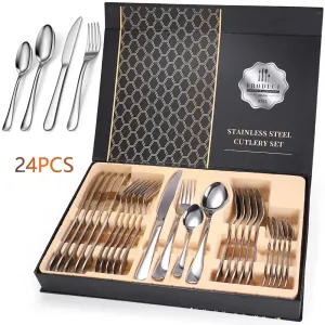 Stainless Steel 24-Piece Tableware Set