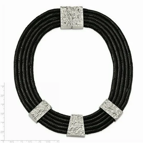 Stainless Steel Blackened Coiled Collar Necklace