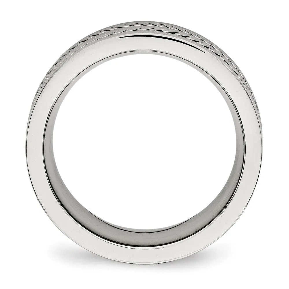 Stainless Steel Brushed and Polished Twisted 7mm Band