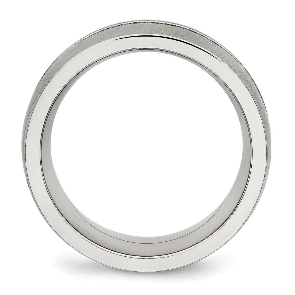 Stainless Steel Brushed and Polished w/CZ 10mm Band