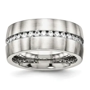 Stainless Steel Brushed and Polished w/CZ 10mm Band