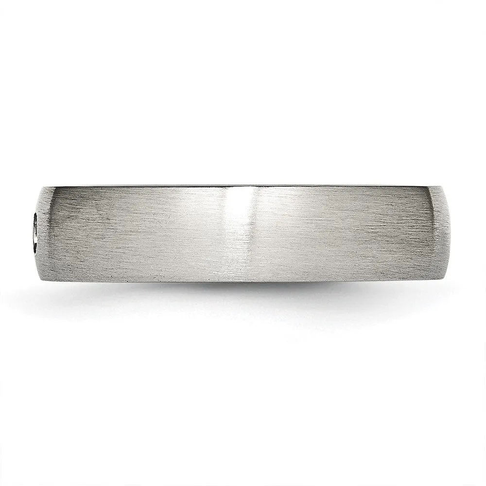 Stainless Steel Brushed w/CZ Half Round 5.5mm Band