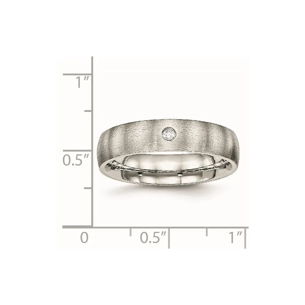 Stainless Steel Brushed w/CZ Half Round 5.5mm Band