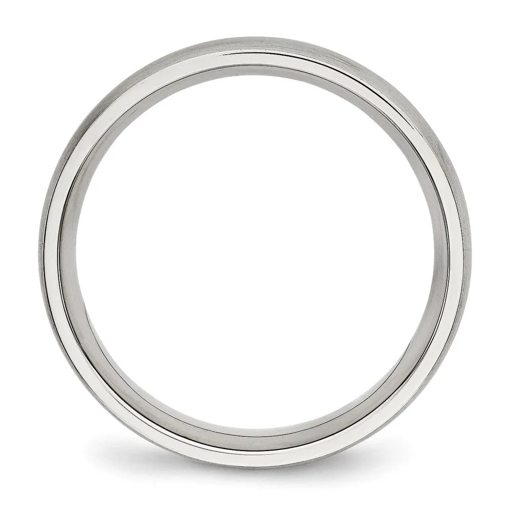Stainless Steel Brushed w/CZ Half Round 5.5mm Band
