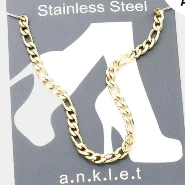 Stainless Steel Gold Metal Chain Anklet