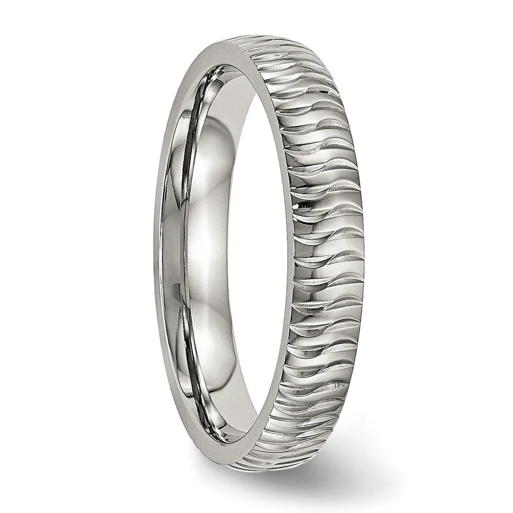 Stainless Steel Polished and Textured 4mm Band