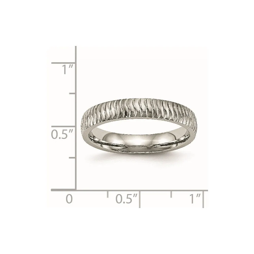 Stainless Steel Polished and Textured 4mm Band