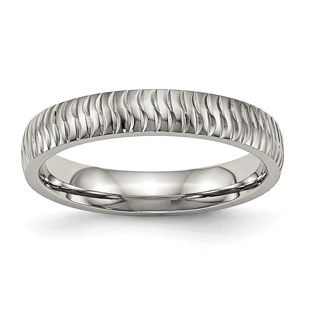 Stainless Steel Polished and Textured 4mm Band