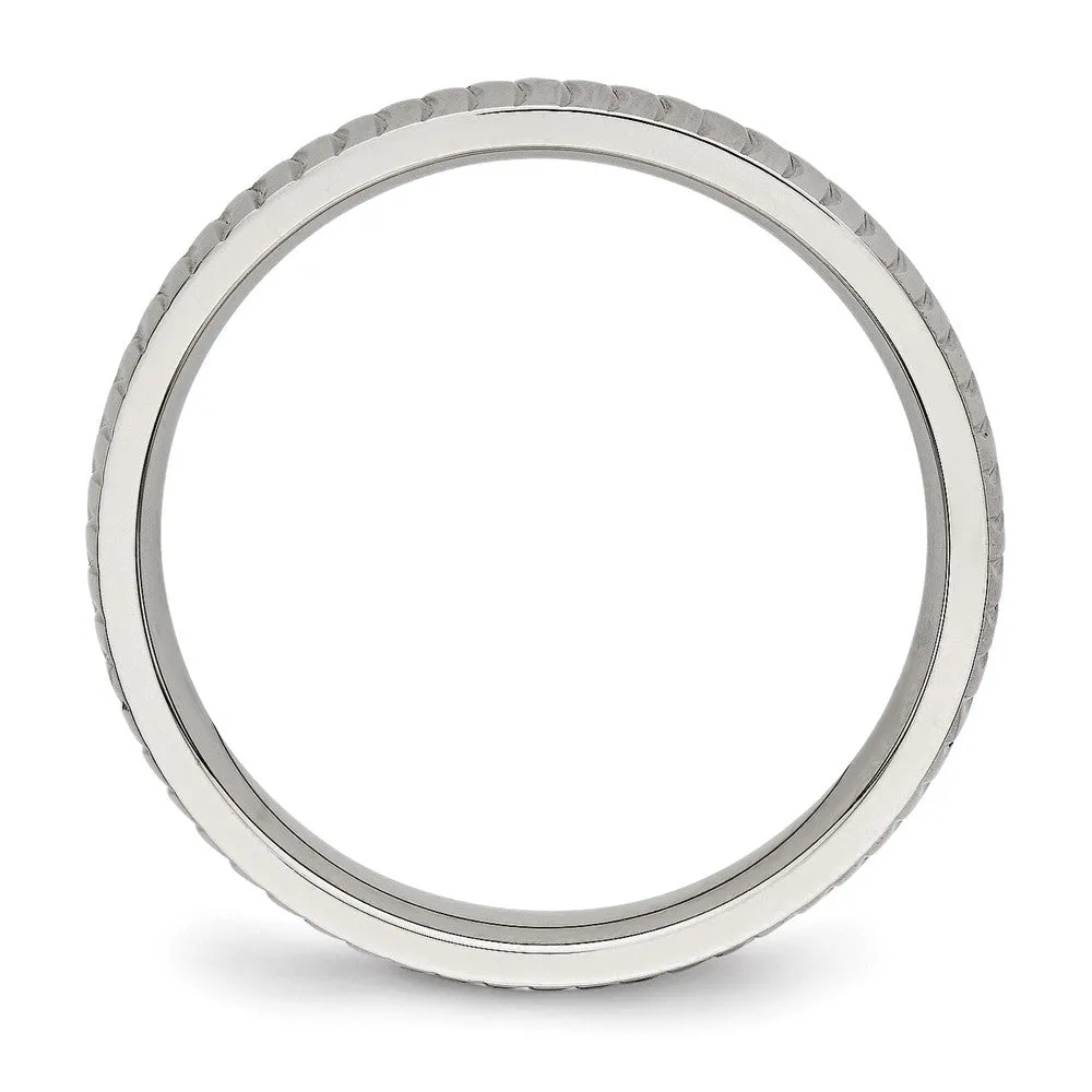 Stainless Steel Polished and Textured 4mm Band