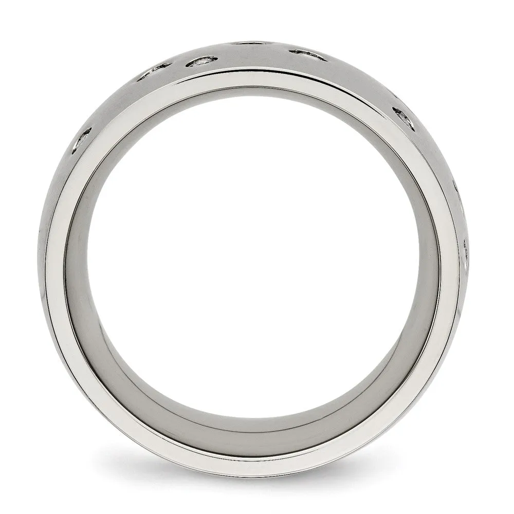 Stainless Steel Polished CZ 12mm Band