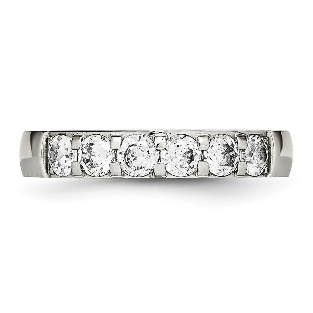 Stainless Steel Polished CZ 4mm Band
