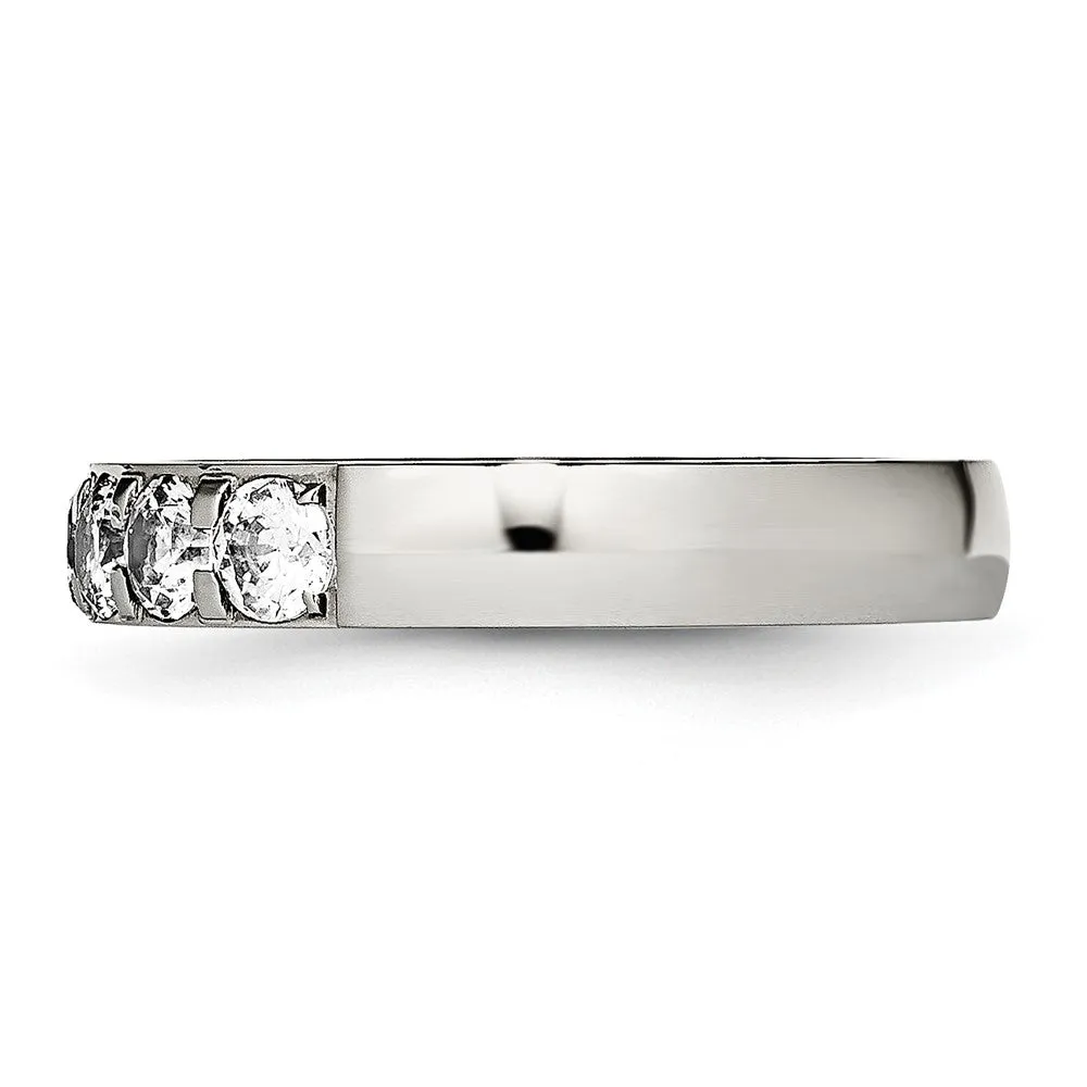 Stainless Steel Polished CZ 4mm Band