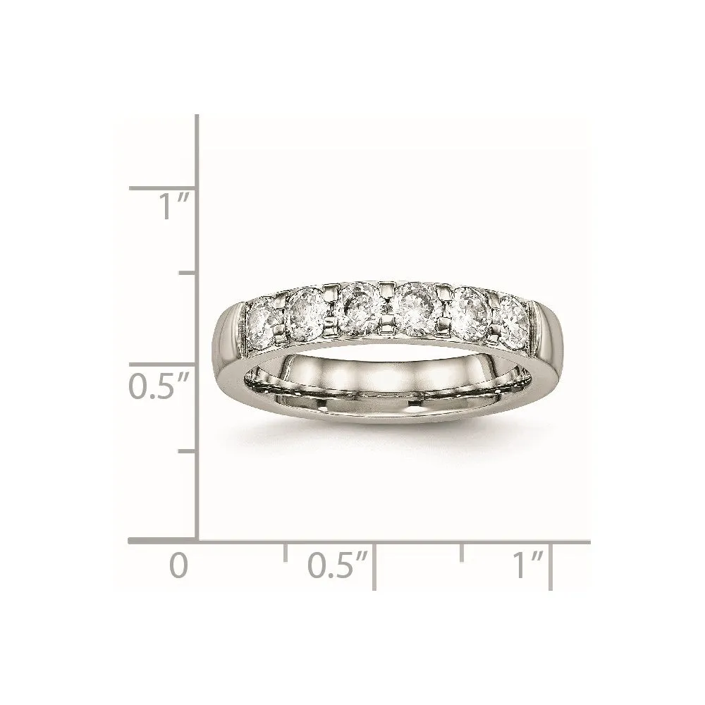 Stainless Steel Polished CZ 4mm Band