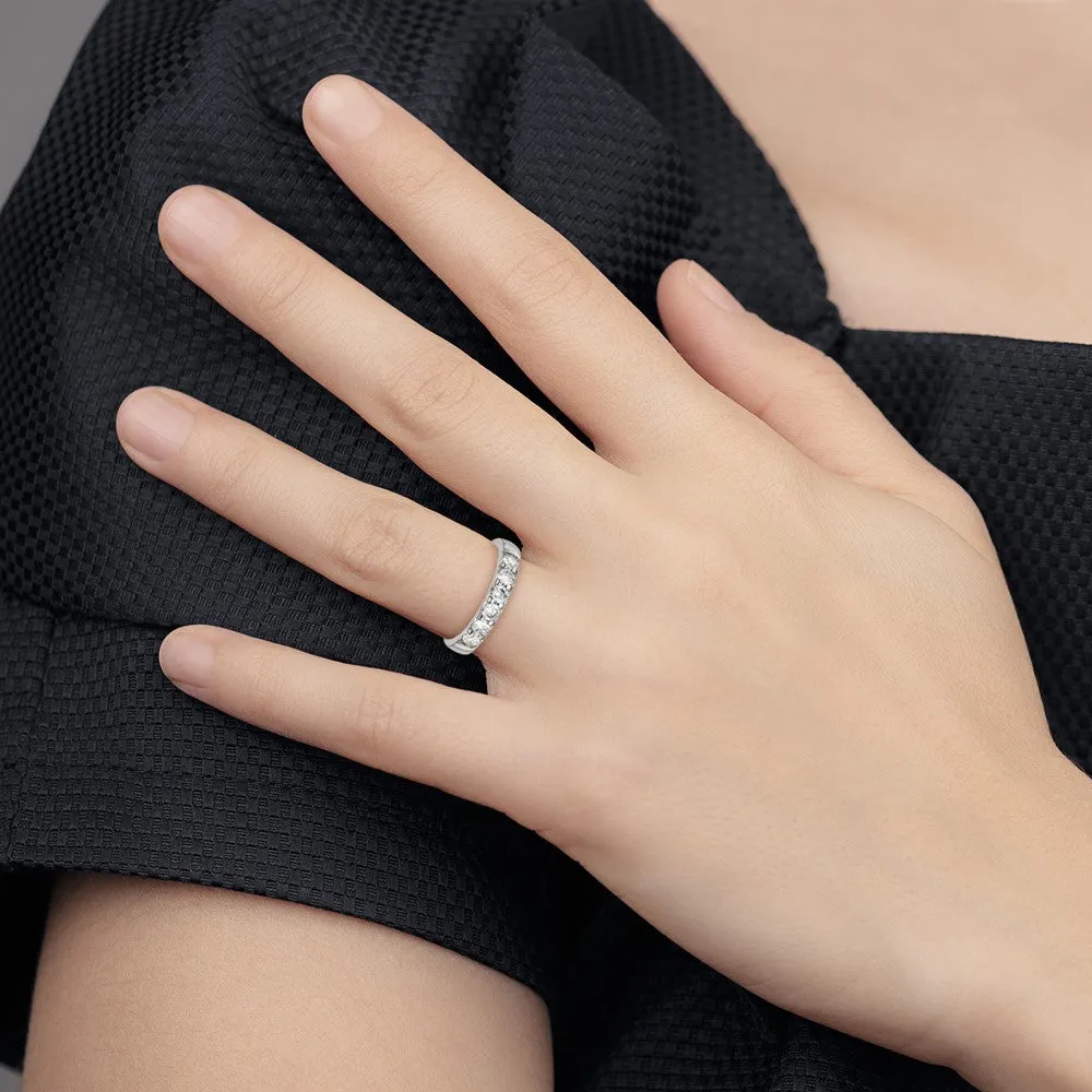 Stainless Steel Polished CZ 4mm Band