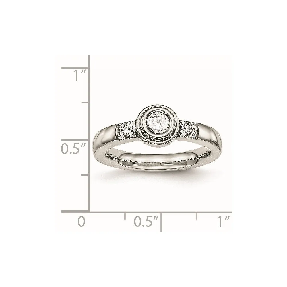 Stainless Steel Polished CZ Ring