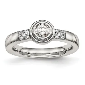 Stainless Steel Polished CZ Ring