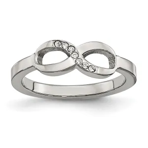 Stainless Steel Polished Infinity Symbol CZ Ring