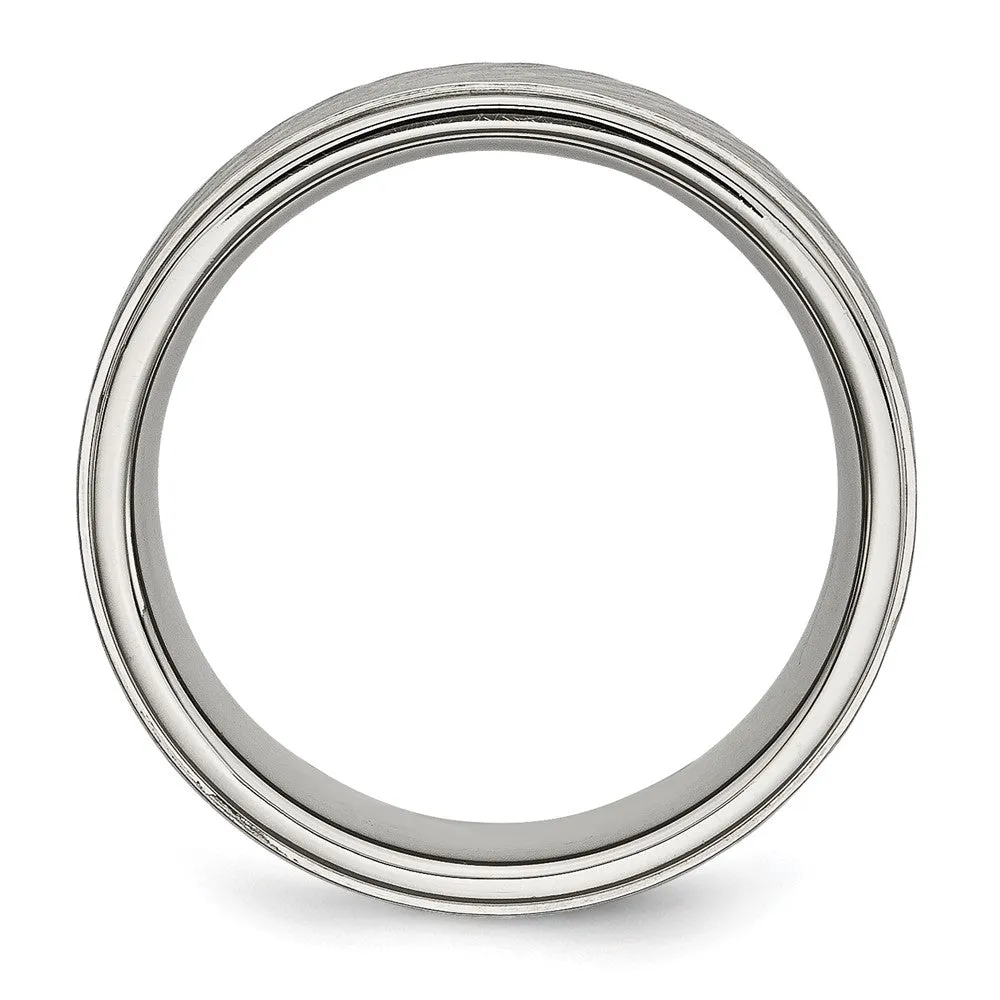 Stainless Steel Polished w/Brushed and Textured Center 7mm Band