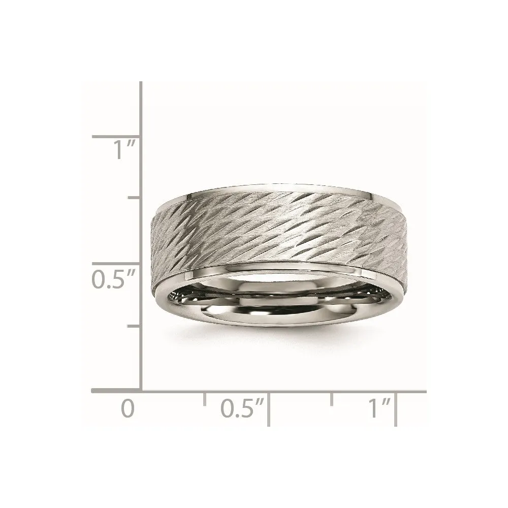 Stainless Steel Polished w/Brushed and Textured Center 7mm Band