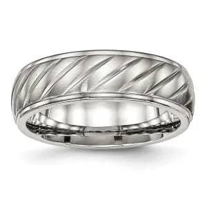 Stainless Steel Polished w/Brushed Center 7mm Grooved Band