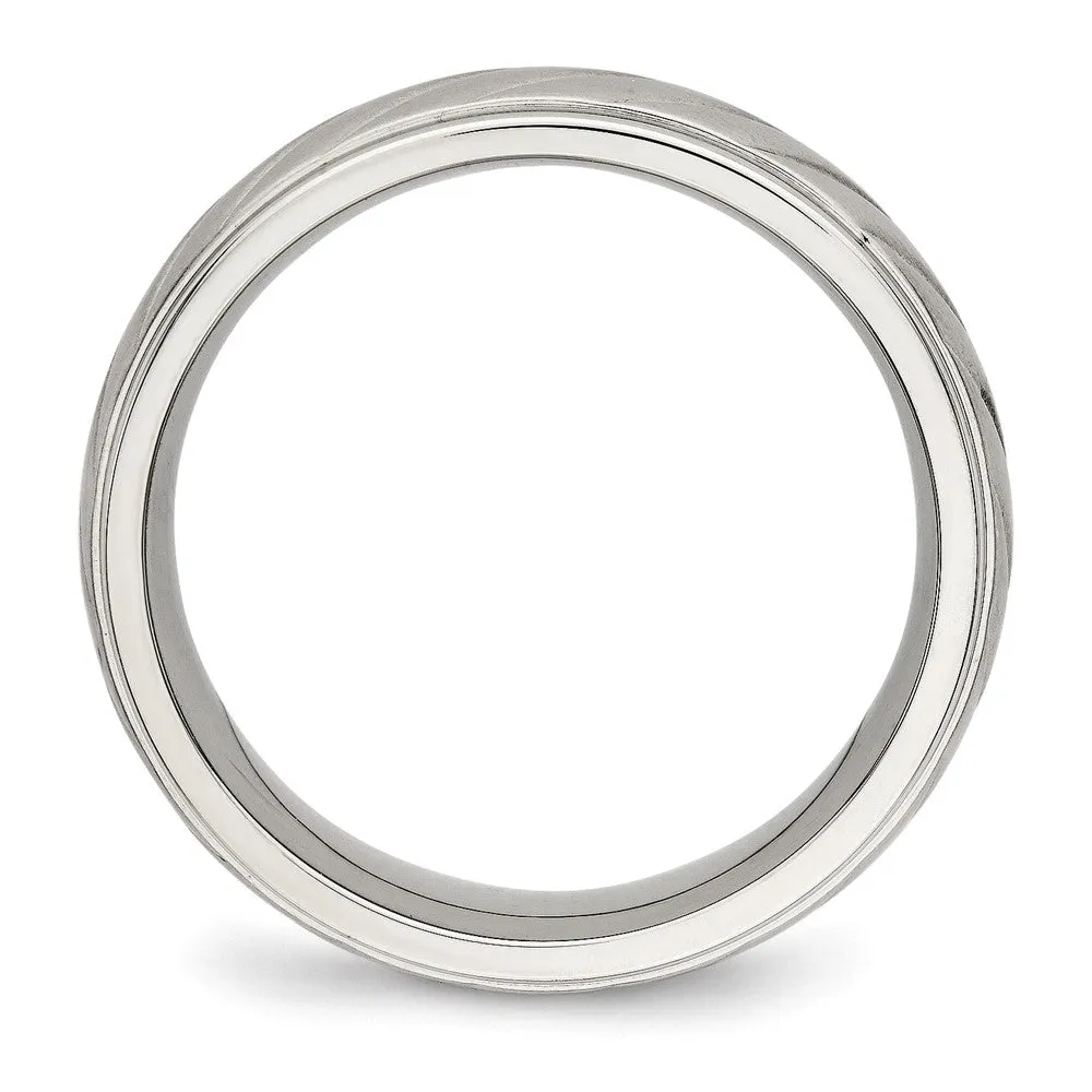Stainless Steel Polished w/Brushed Center 7mm Grooved Band