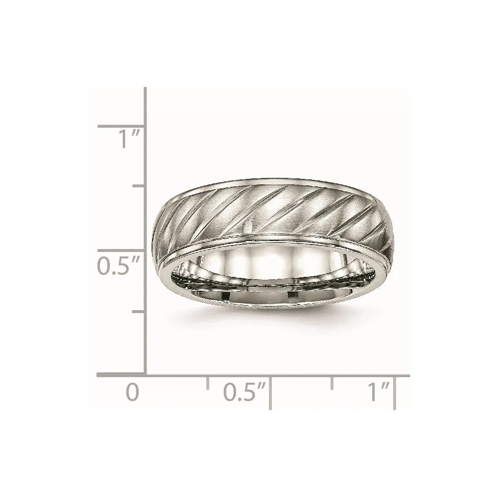 Stainless Steel Polished w/Brushed Center 7mm Grooved Band