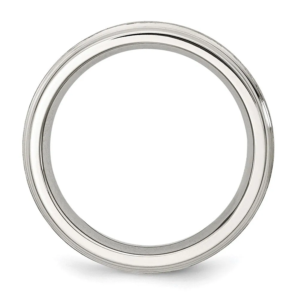 Stainless Steel Polished w/Satin Center 6mm Grooved Edge Band