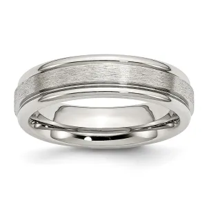 Stainless Steel Polished w/Satin Center 6mm Grooved Edge Band