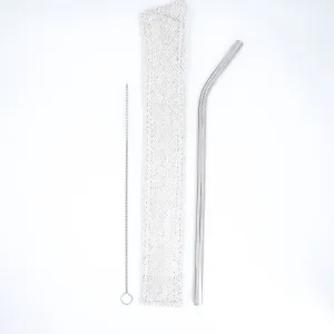 Stainless steel smoothie straw with sleeve and brush