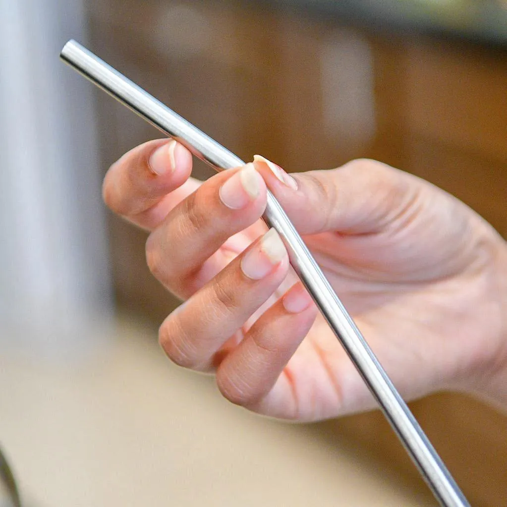 Stainless steel smoothie straw with sleeve and brush
