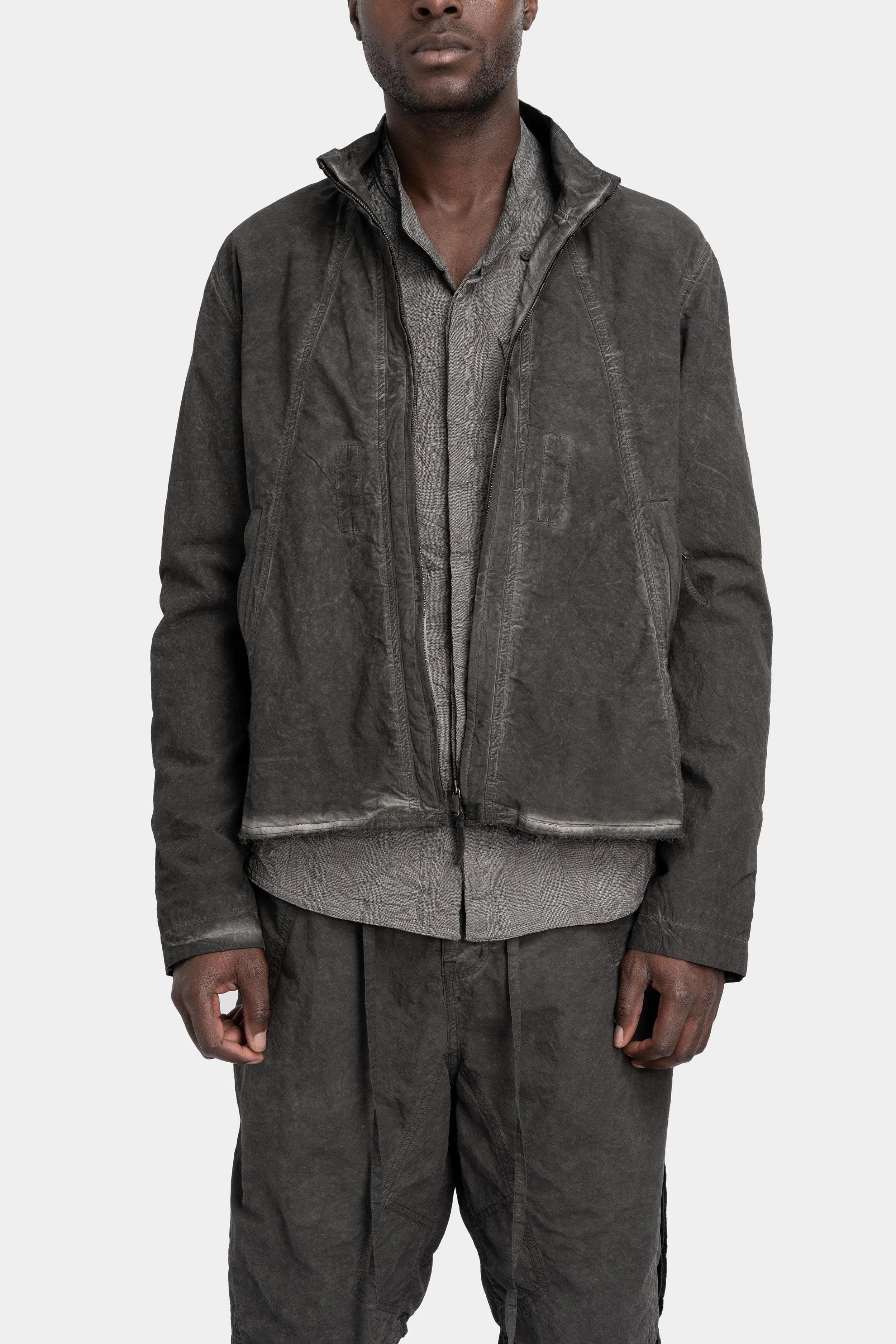 Standing collar zip up jacket