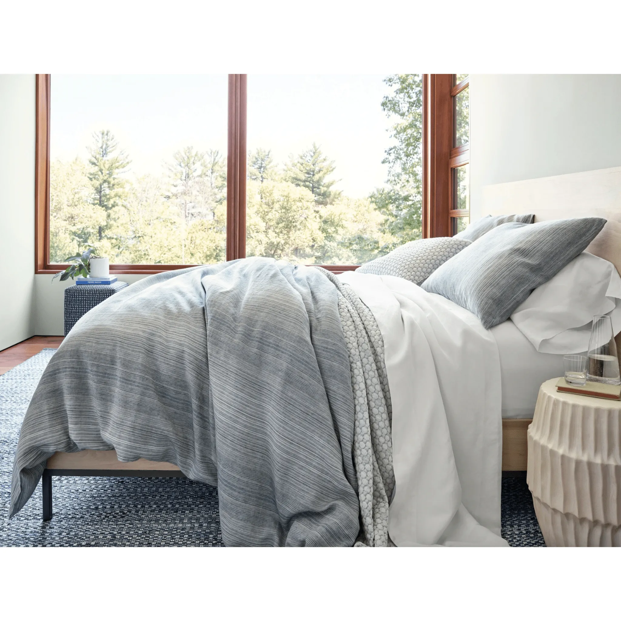 Sterling Stripe Linen Blue Duvet Cover