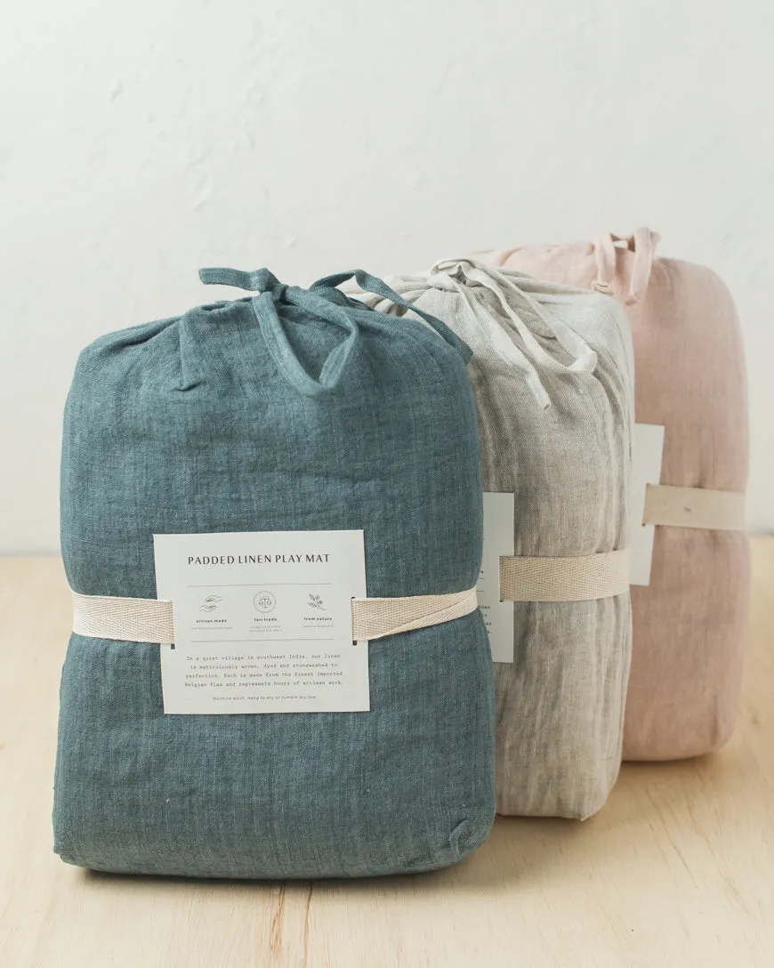 Stone Washed Linen Quilted Play Mat