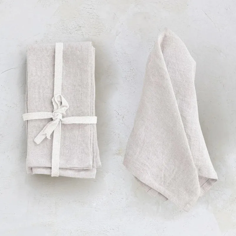 Stonewashed Linen Dinner Napkins- Set of 4 (2 Colors)
