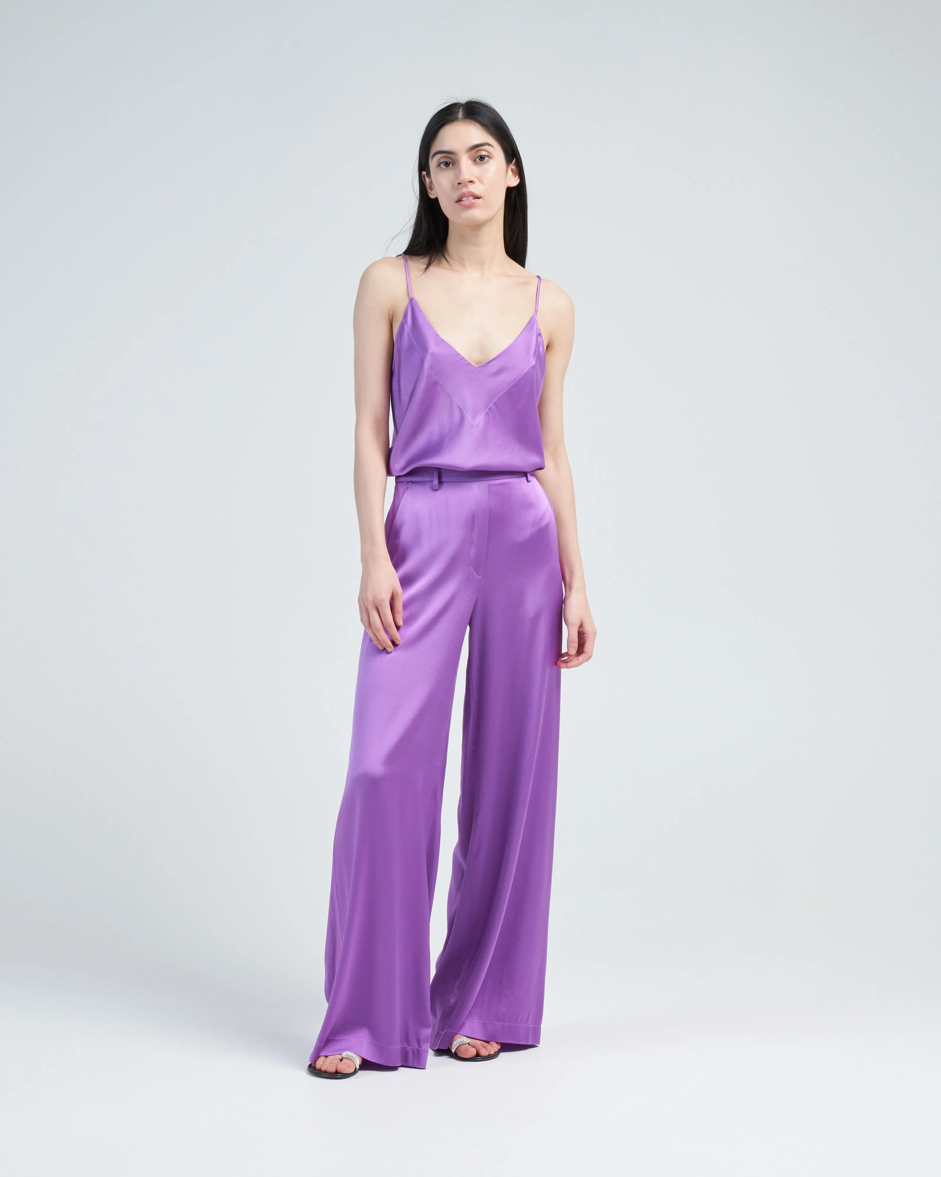 stretch silk satin strappy top