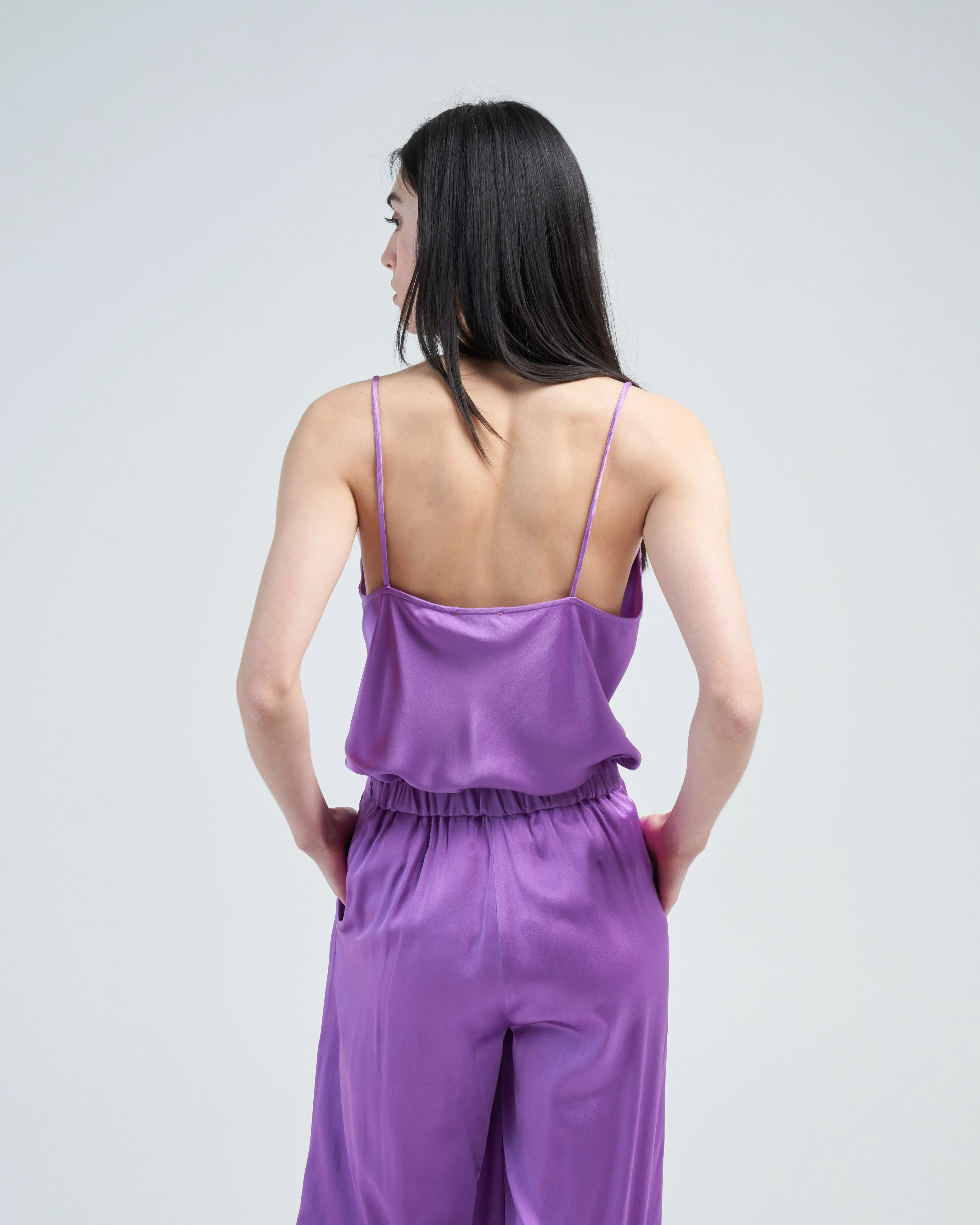 stretch silk satin strappy top