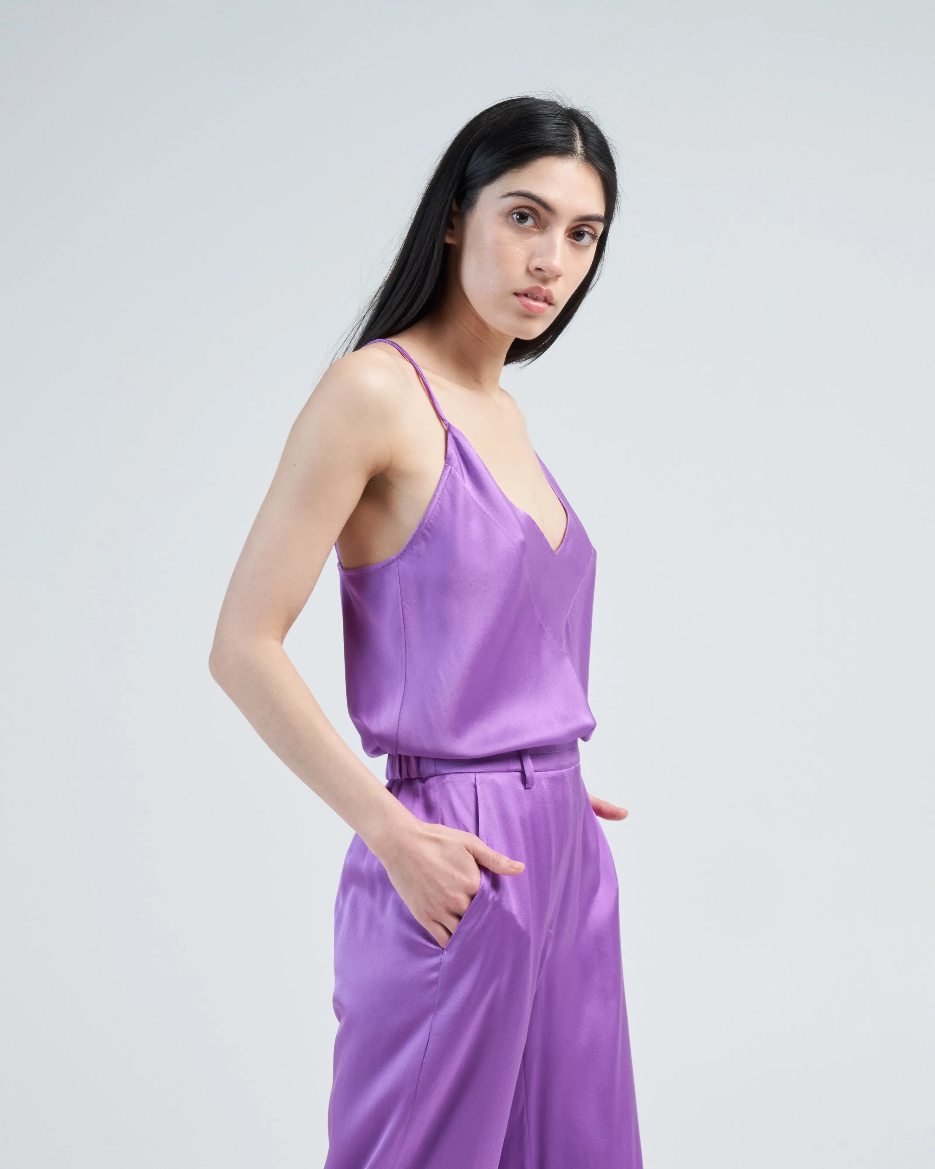 stretch silk satin strappy top