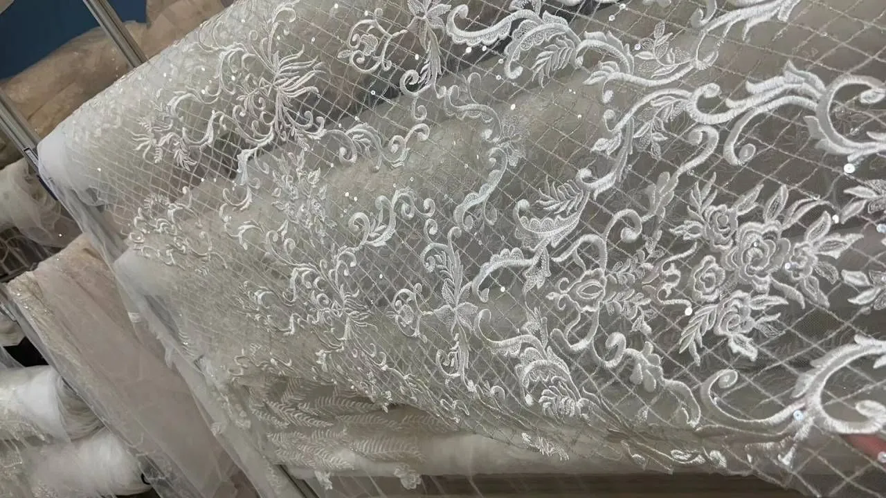 Stunning Appliques High Neck Lace Wedding Dresses with Sequins
