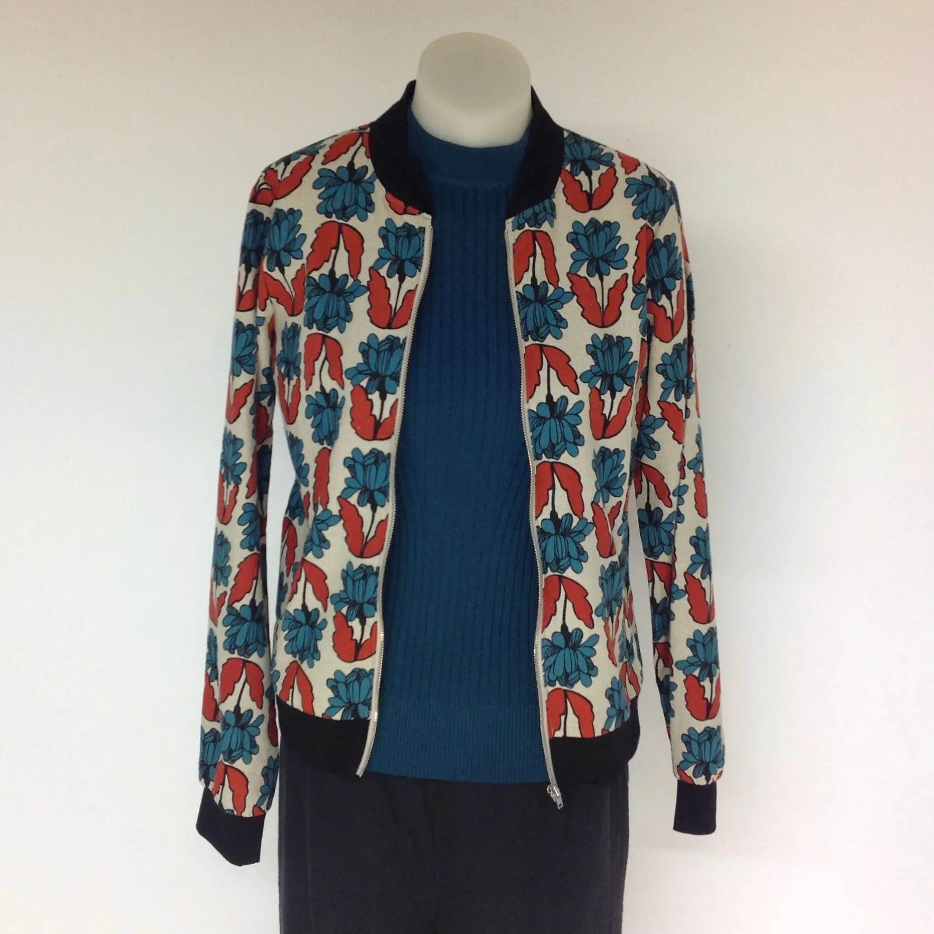 Surge Blue   Rust Linen Bomber Jacket