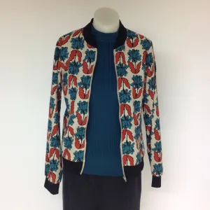 Surge Blue   Rust Linen Bomber Jacket