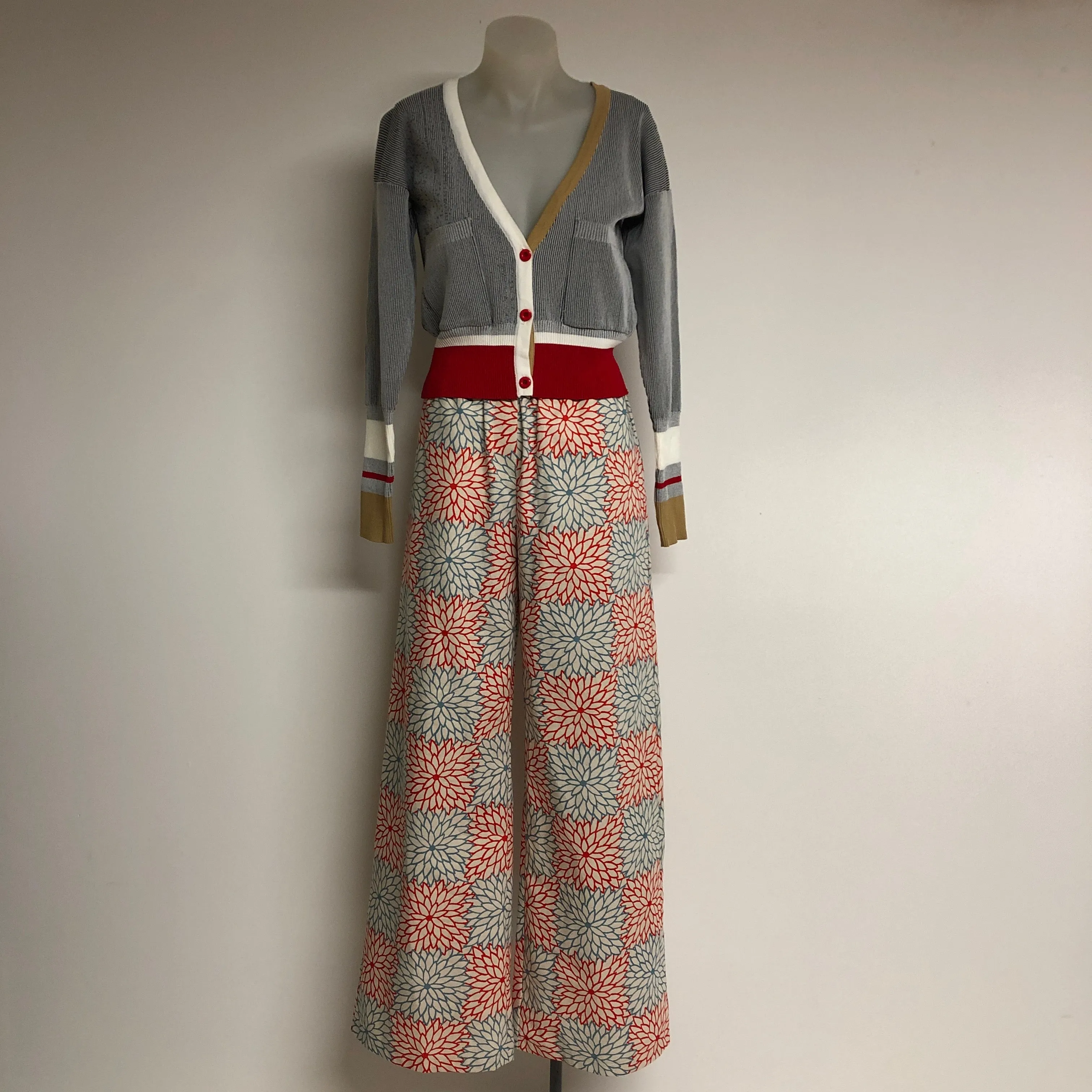 Surge Red   Blue Linen Wide Leg Trousers