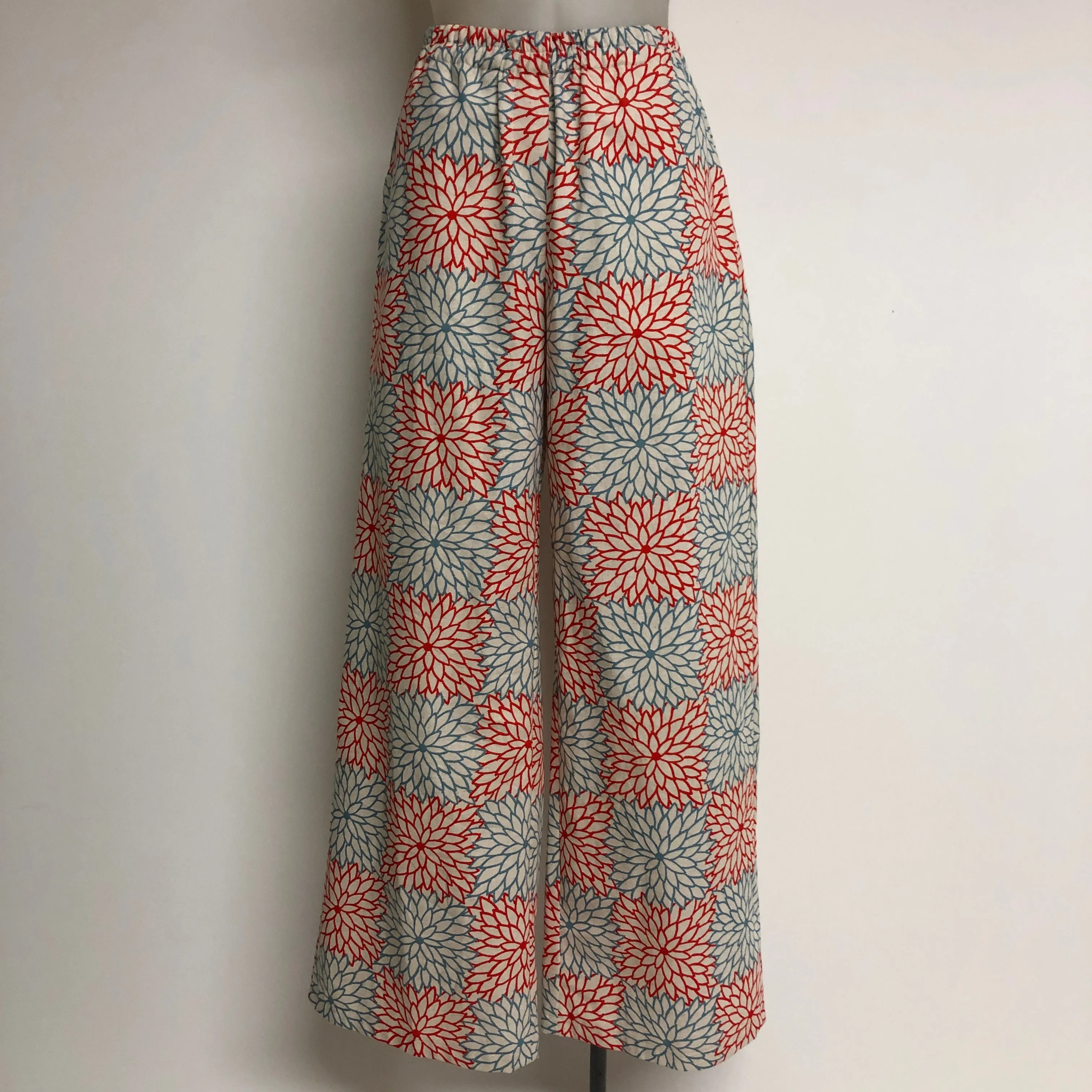 Surge Red   Blue Linen Wide Leg Trousers